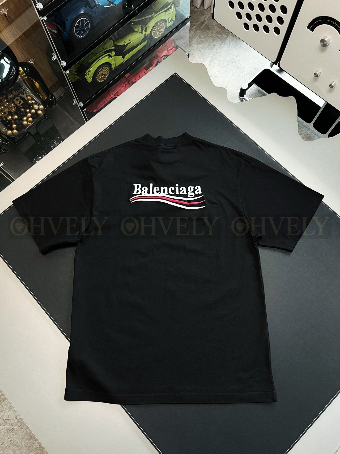 【 ZP버전 】발렌시아가 Balenciaga 캠페인 로고 자수 반팔 티셔츠 블랙 상품 썸네일