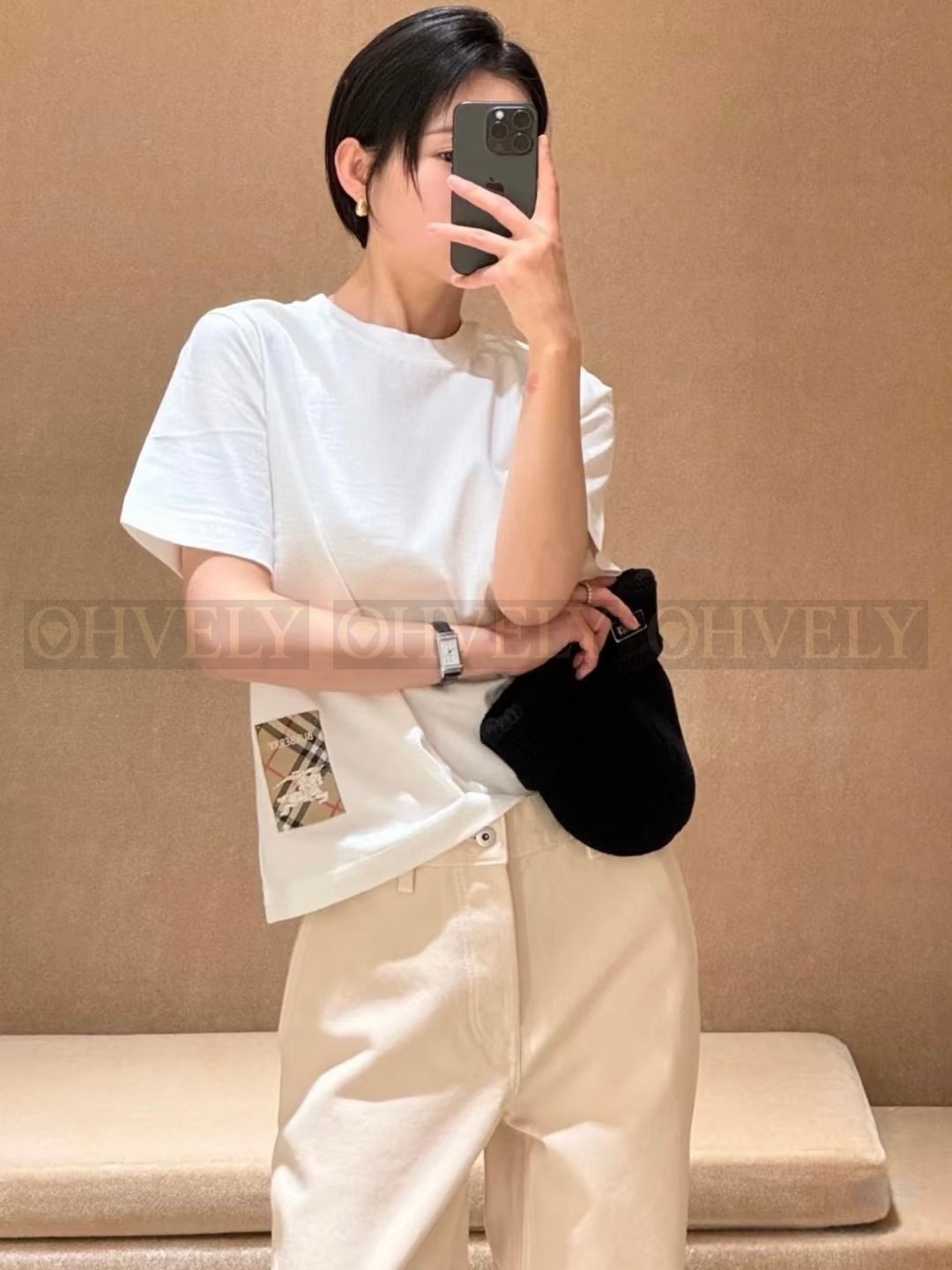 【 ZP버전 】버버리 Burberry 체크 라벨 면 티셔츠 상품 썸네일