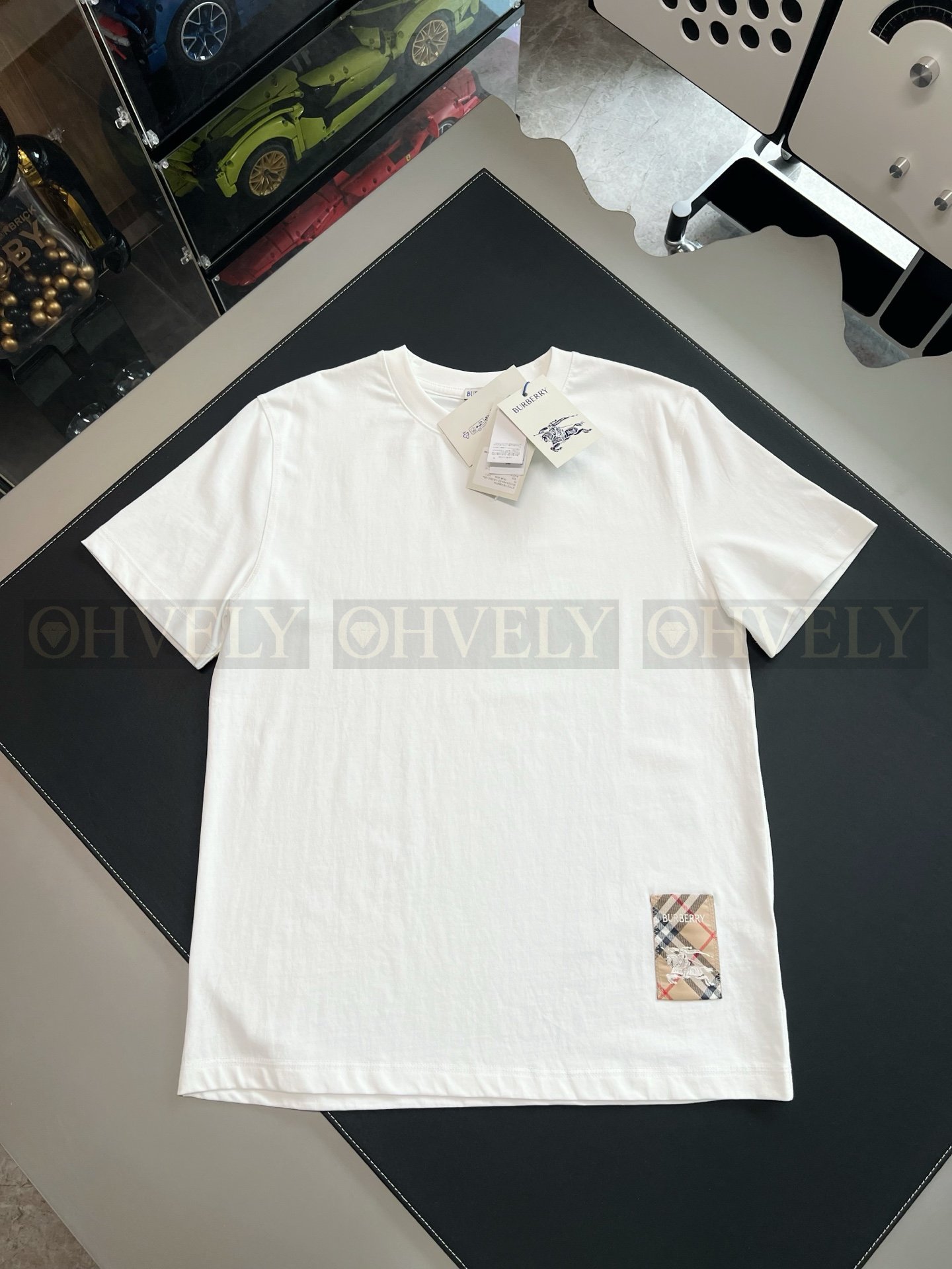 【 ZP버전 】버버리 Burberry 체크 라벨 면 티셔츠 상품 썸네일