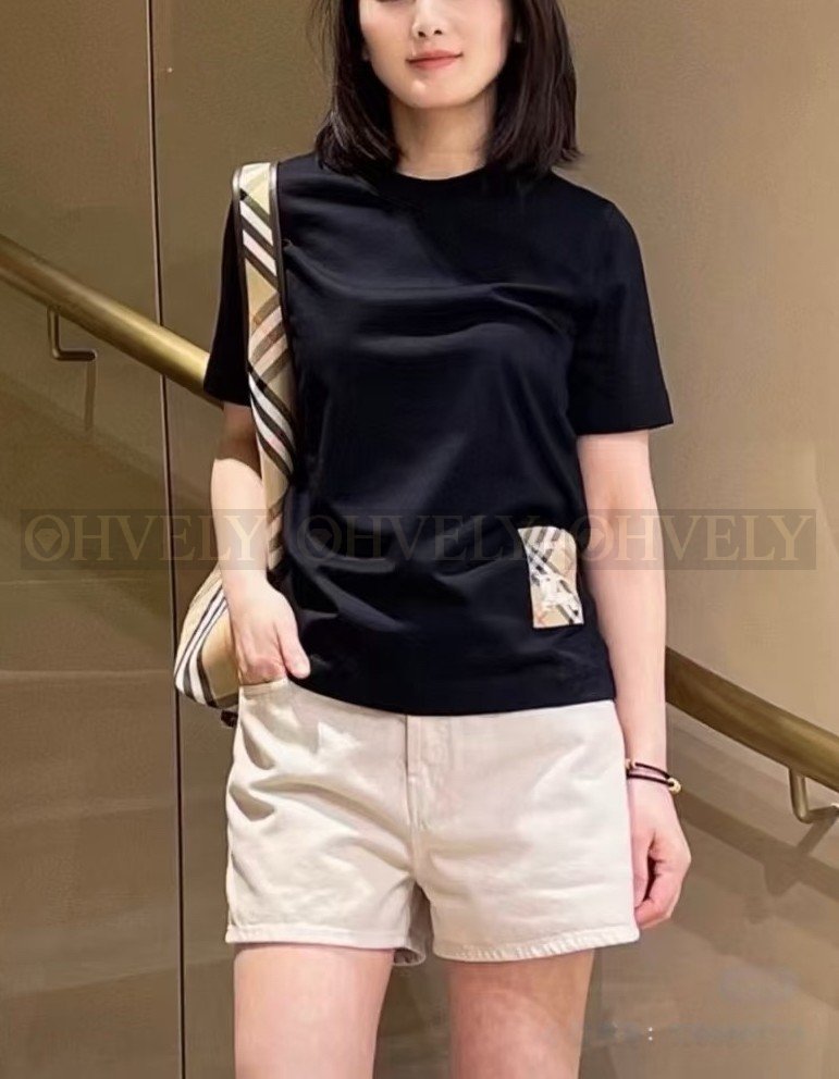 【 ZP버전 】버버리 Burberry 체크 라벨 면 티셔츠 상품 썸네일