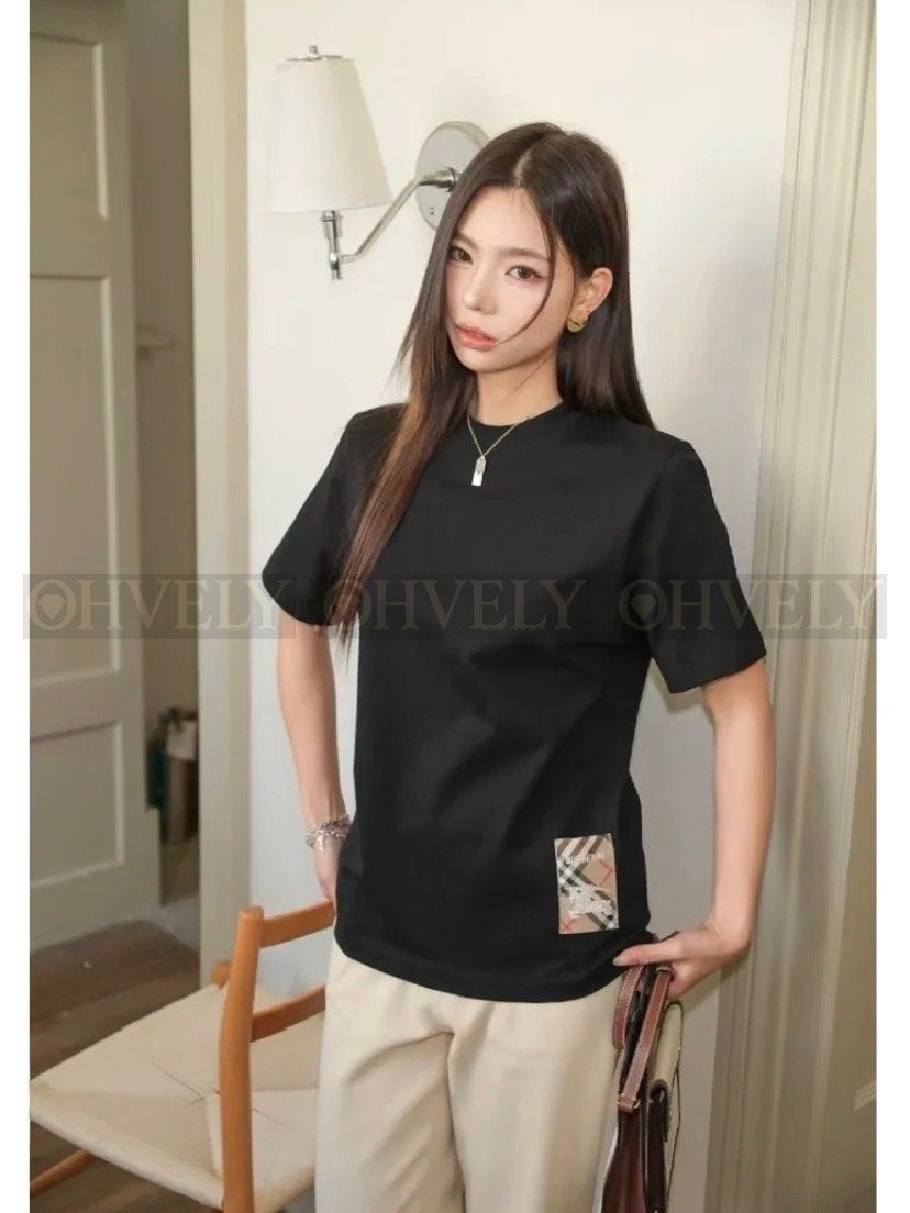 【 ZP버전 】버버리 Burberry 체크 라벨 면 티셔츠 상품 썸네일