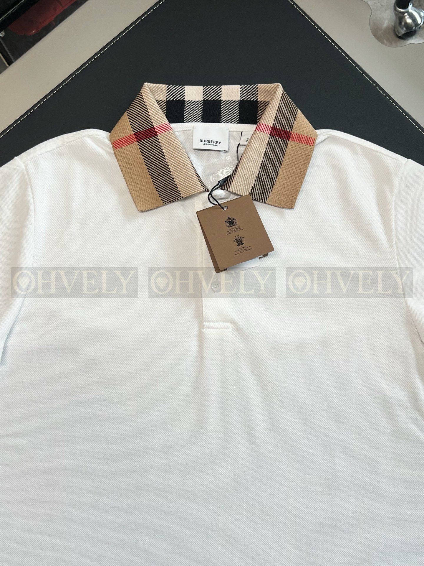【 ZP버전 】Burberry 버버리 체크 칼라 코튼 피케 폴로 셔츠 상품 썸네일