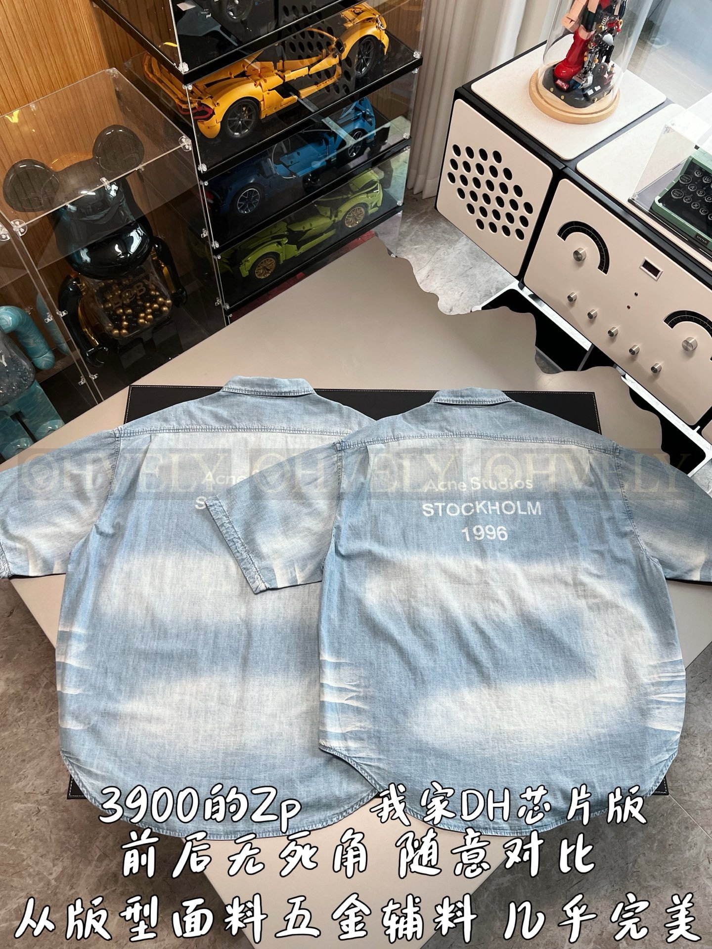 【 ZP버전 】아크네 스튜디오 Acne Studios 1996 로고 자수 워싱 데님 반팔 셔츠 상품 썸네일