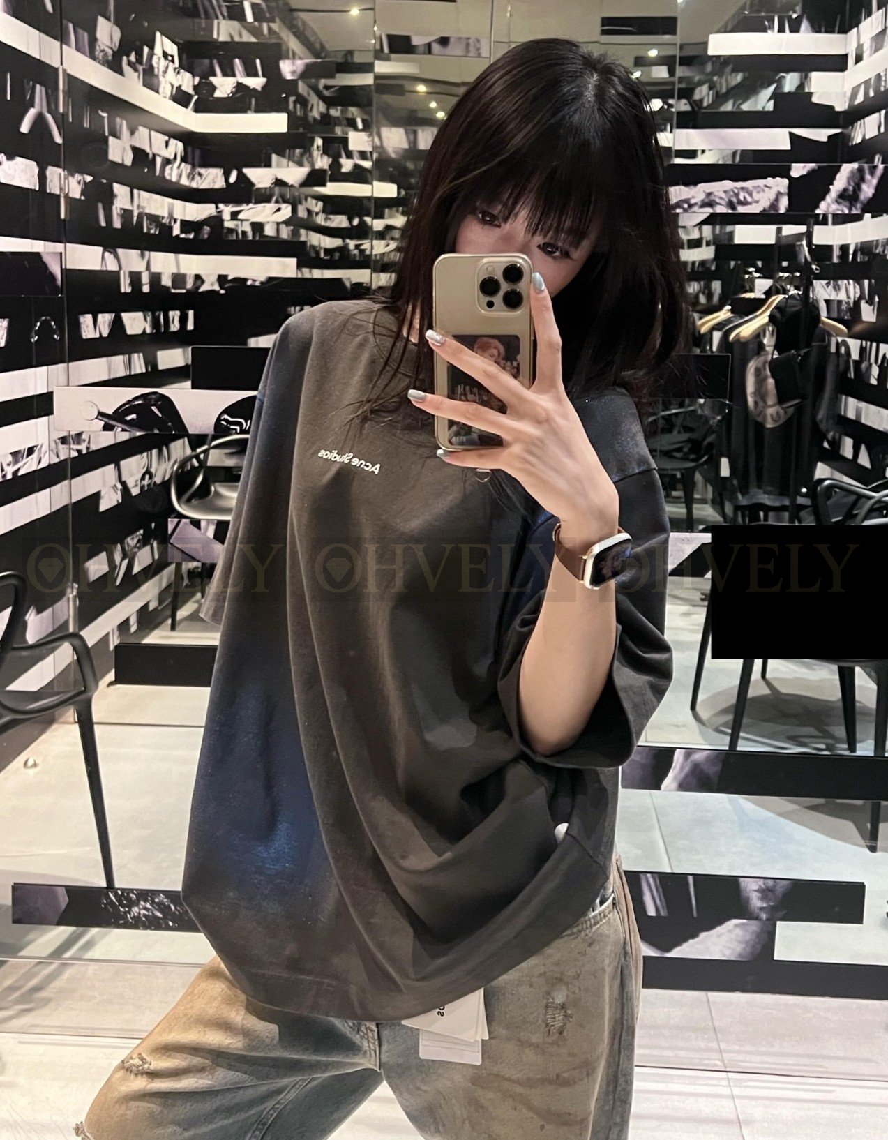 【 ZP버전 】아크네 스튜디오 Acne Studios 블루 그라데이션 스프레이 로고 티셔츠 상품 썸네일