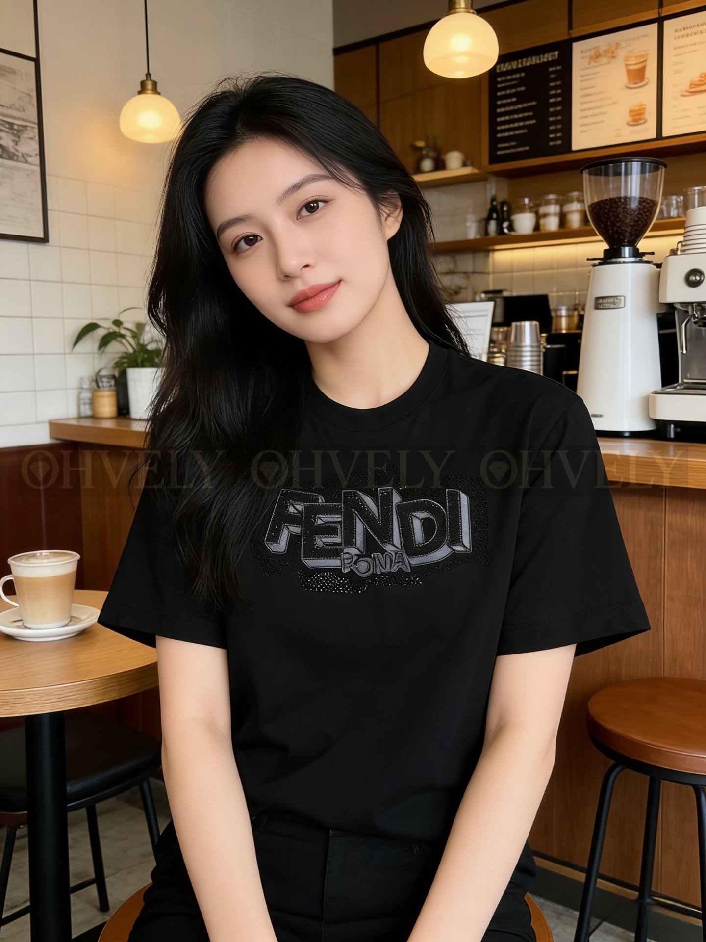 【 ZP버전 】펜디 Fendi 로마 라인스톤 자수 코튼 티셔츠 상품 썸네일