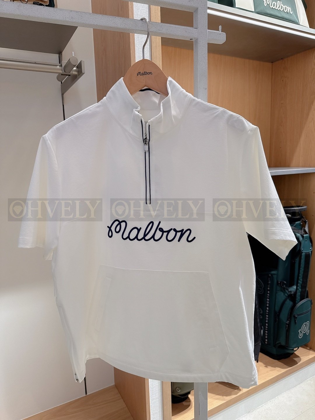Malbon 말본 남성 필드 자수 하프 집업 아노락 반소매 티셔츠 상품 썸네일