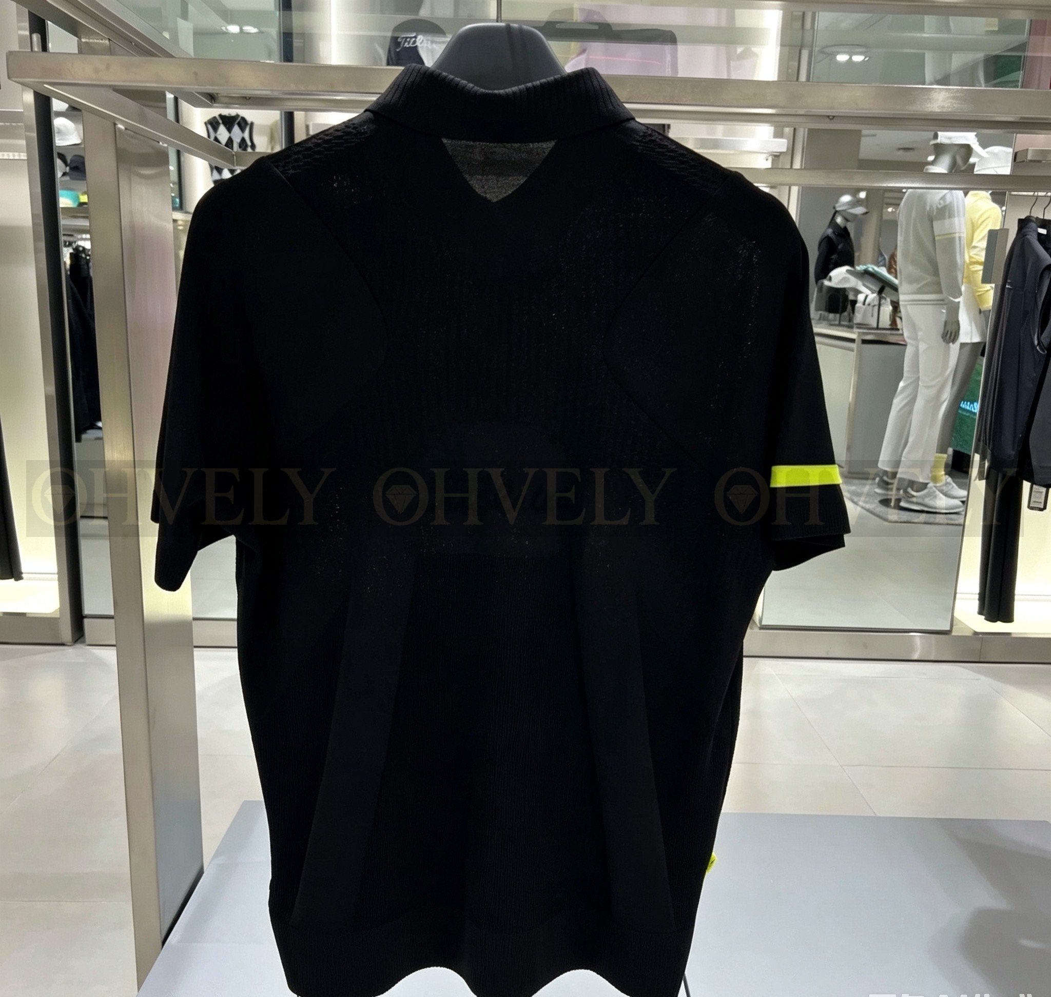 Titleist 타이틀리스트 남성 소매 네온 라인 포인트 반소매 카라 니트 티셔츠 (화이트/블랙) 상품 썸네일