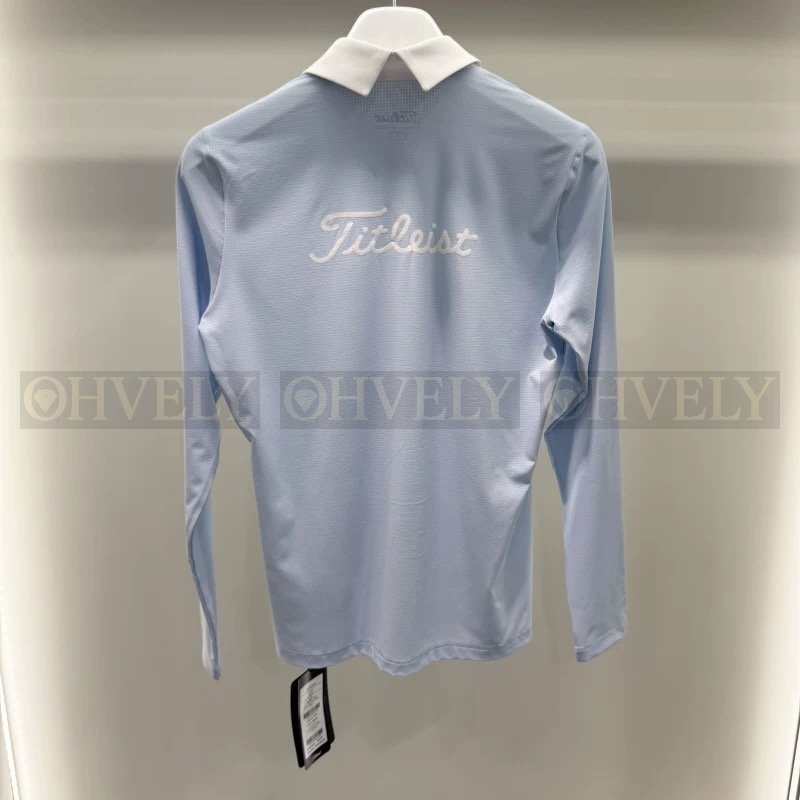 Titleist 타이틀리스트 여성 배색 칼라 긴소매 카라 티셔츠 (스카이 블루/옐로) 상품 썸네일
