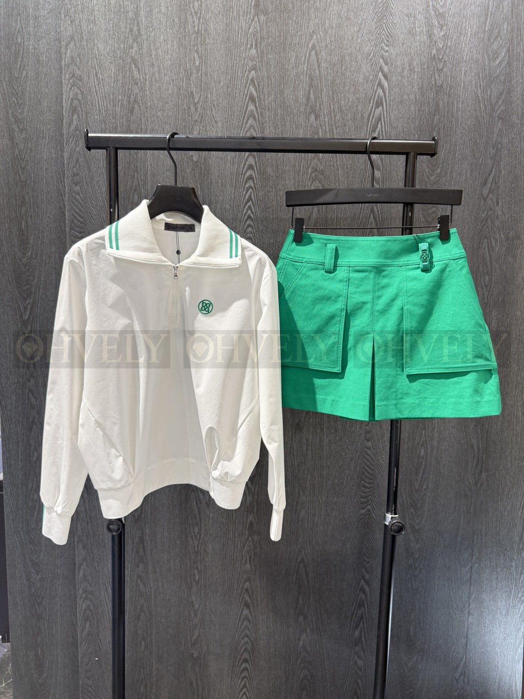 G/FORE 지포어 여성 스트라이프 카라 하프 집업 긴소매 티셔츠 (화이트) 상품 썸네일