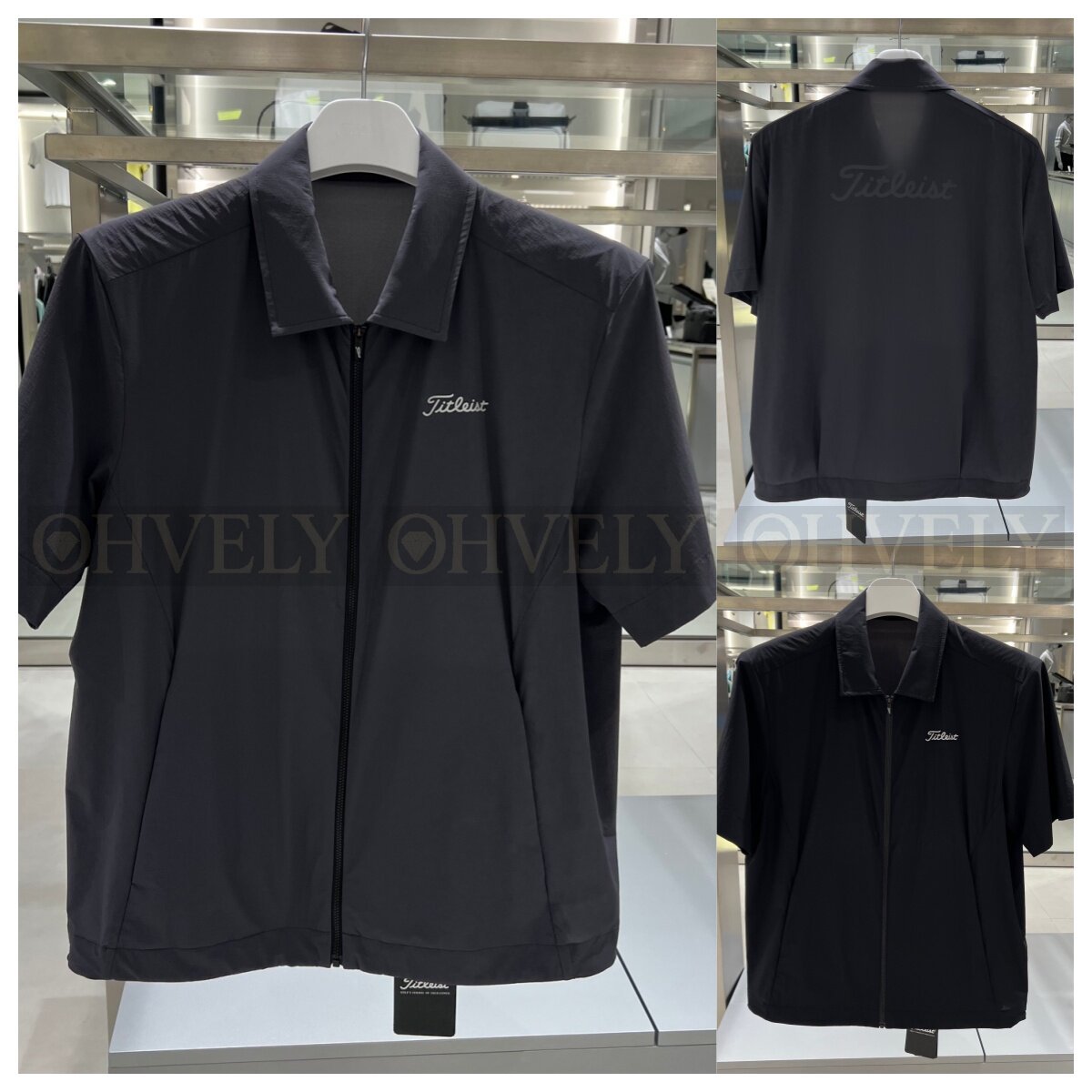 Titleist 타이틀리스트 남성 등판 백 로고 반소매 셔츠형 바람막이 자켓 (차콜, 블랙) 상품 썸네일