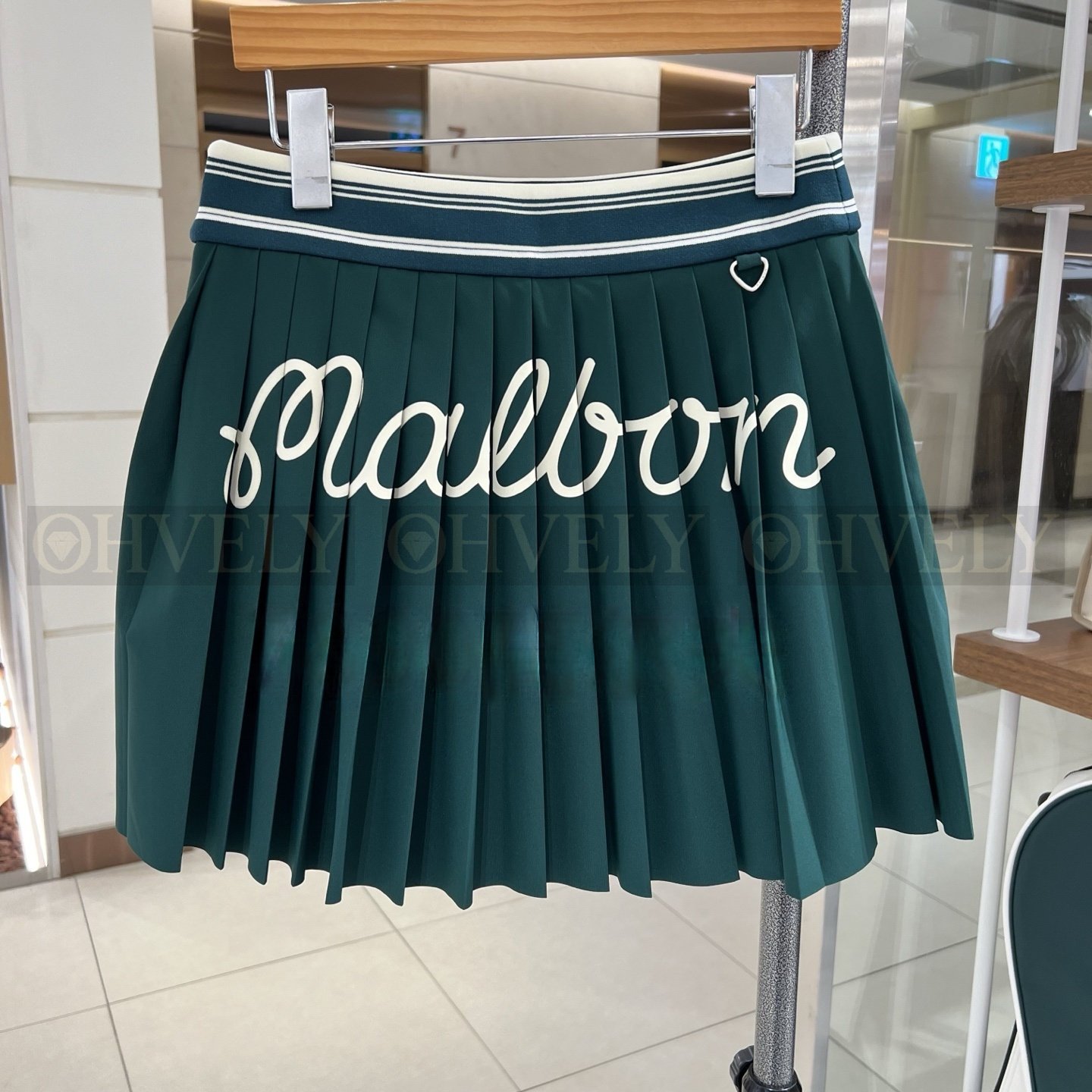 Malbon 말본 여성 스트라이프 밴딩 플리츠 골프 스커트 (화이트/그린/네이비) 상품 썸네일