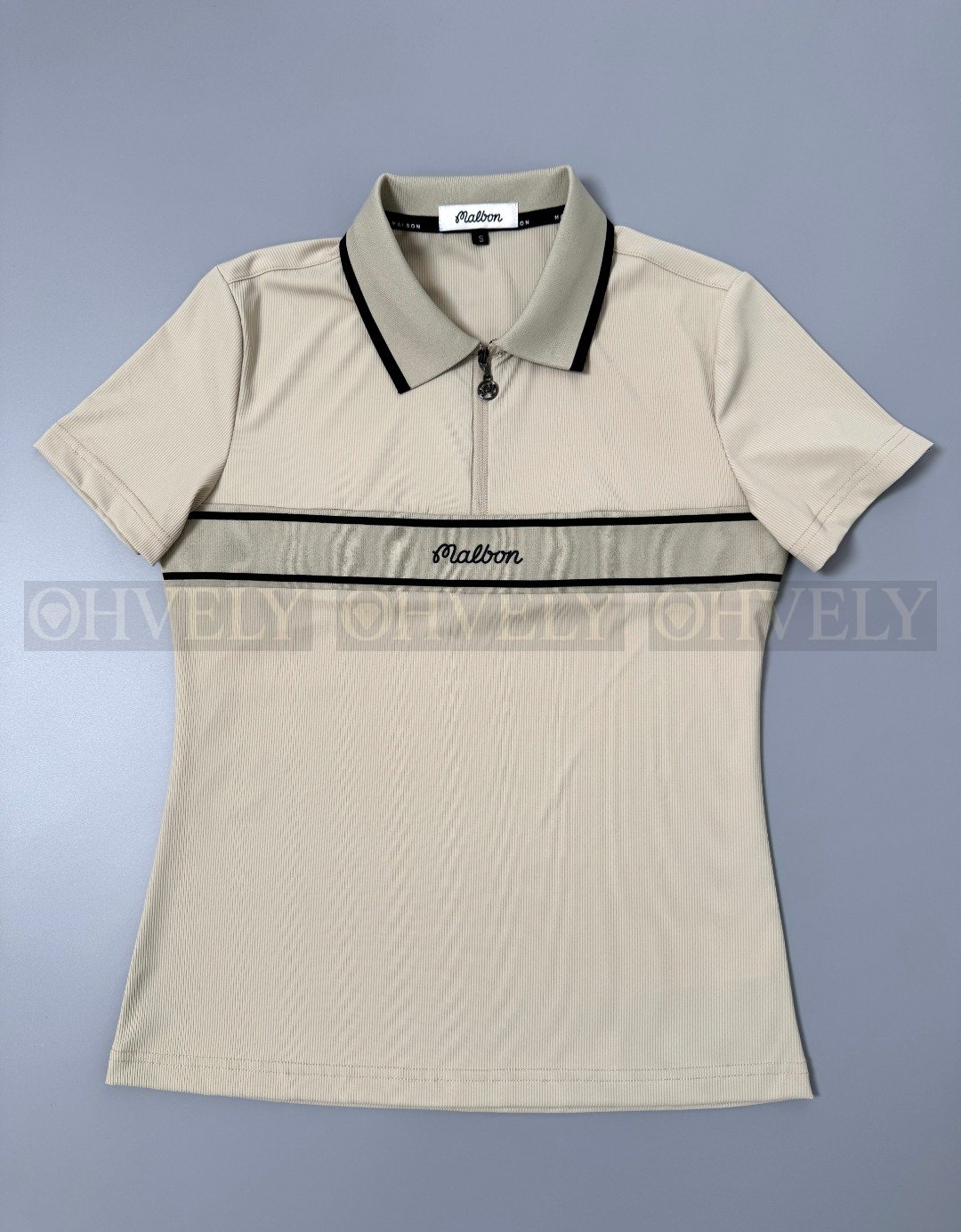 Malbon Golf] 말본골프 여성 하프 집업 반소매 골프 티셔츠 (화이트/카키/블랙) 상품 썸네일