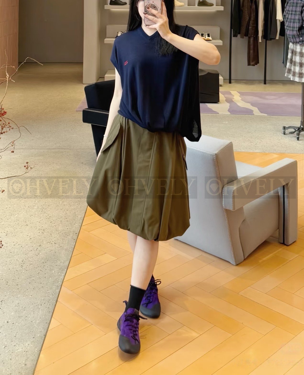 【 ZP버전 】로에베 카고 포켓 벌룬 미니 스커트 그린 상품 썸네일