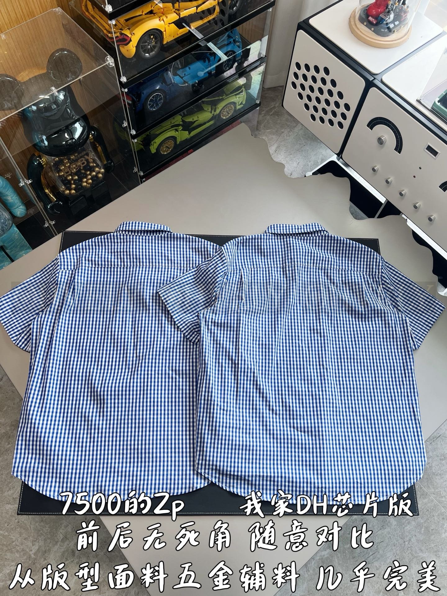 【 ZP버전 】L 자수 아나그램 깅엄 체크 반팔 셔츠 상품 썸네일