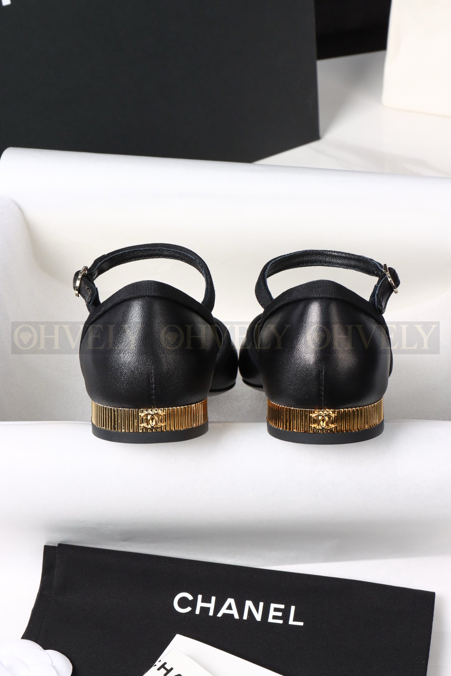 【 ZP버전 】그로그랭 앵클 스트랩 골드 힐 펌프스 블랙 상품 썸네일