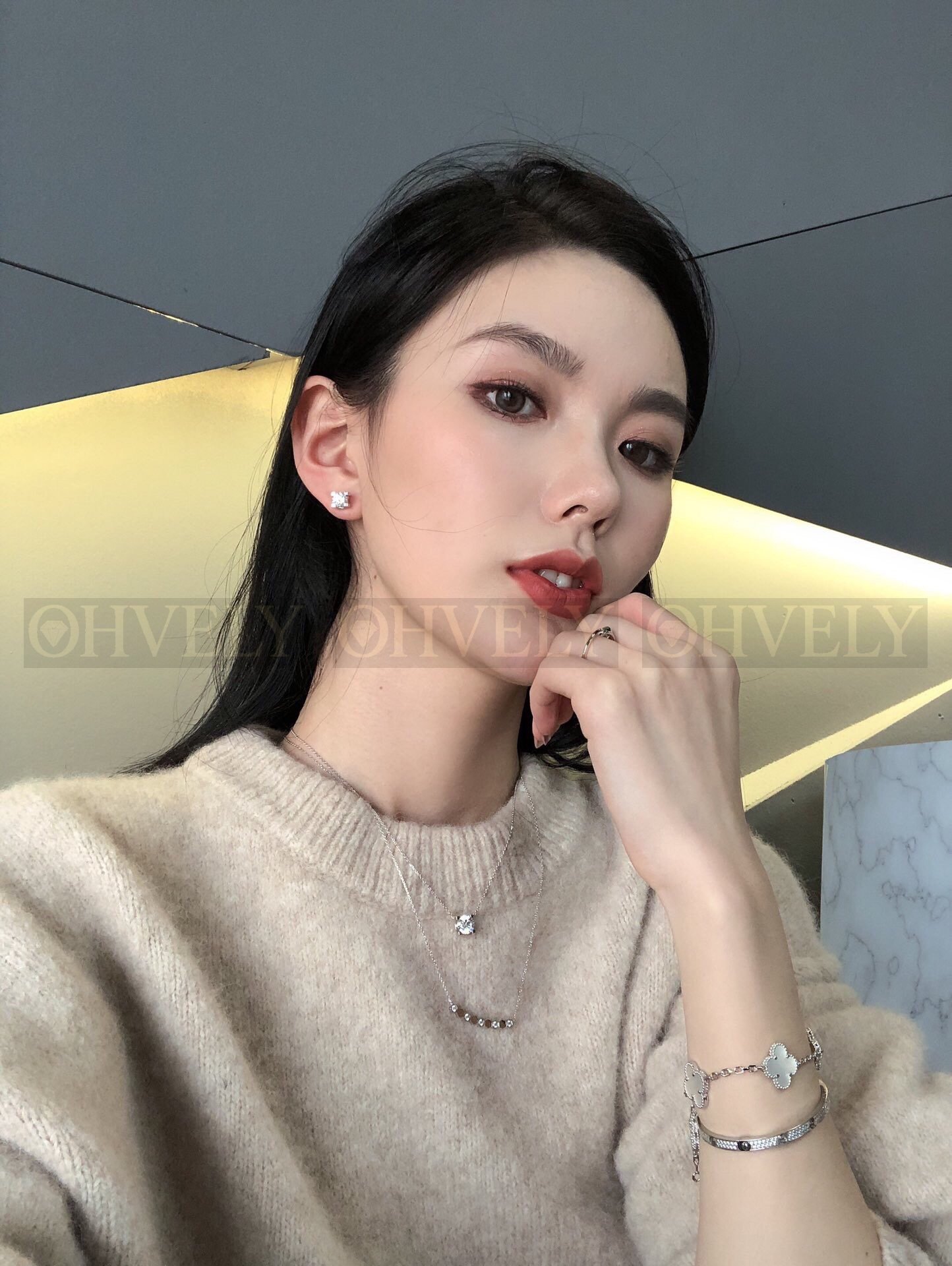 【 ZP버전 】CM 비 마이 러브 하프 다이아몬드 펜던트 네크리스 상품 썸네일