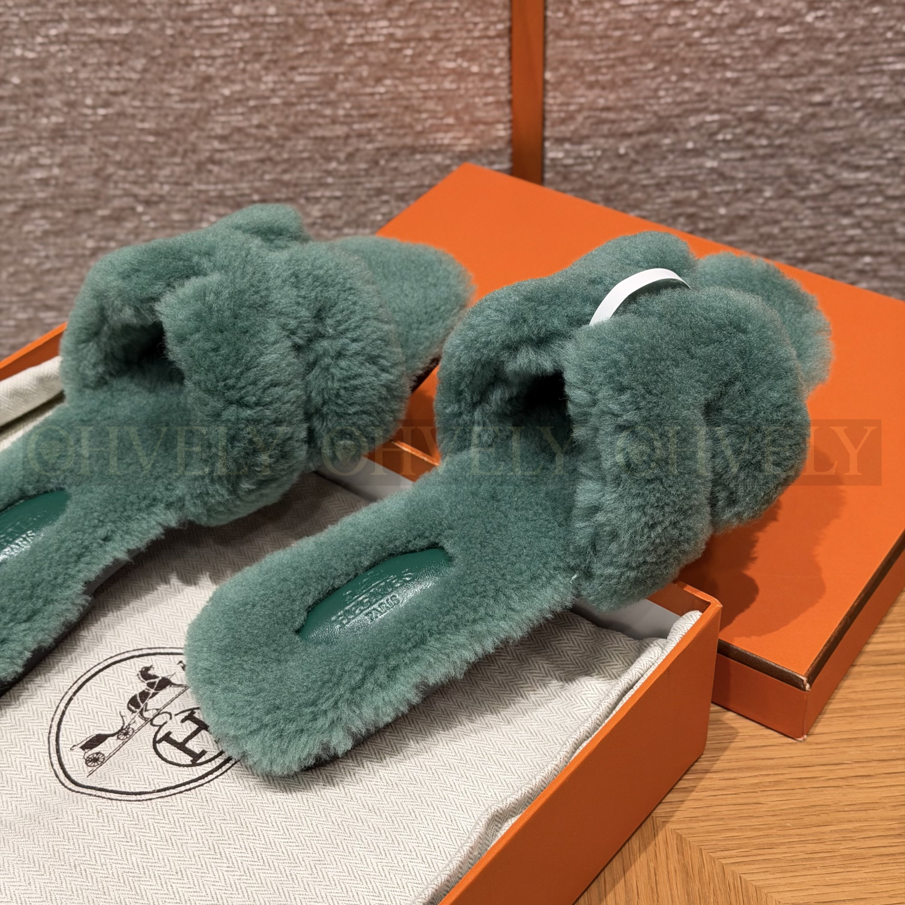 【 ZP버전 】H 오란 숄 시어링 무통 샌들 슬리퍼 브라운 상품 썸네일