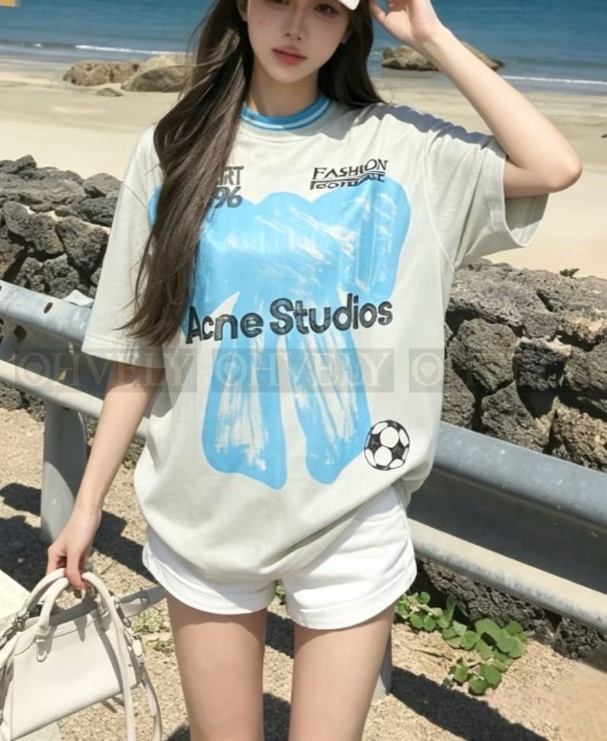 【 ZP버전 】AC 한정판 블루 리본 반팔 티셔츠 상품 썸네일