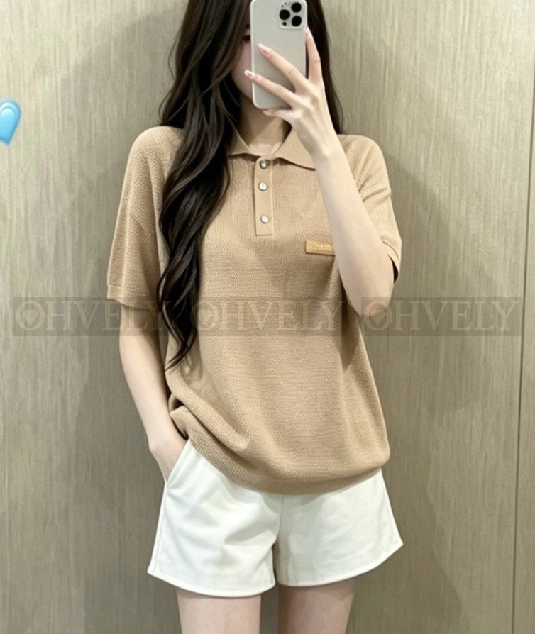 【 ZP버전 】LV 와펜 가죽 패치 레터링 니트 폴로 셔츠 상품 썸네일