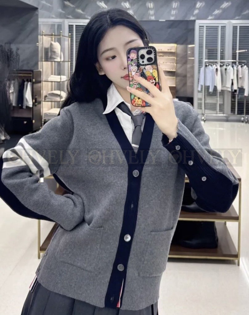 【 ZP버전 】TB 클래식 사선 사바 믹스 미디어 언밸런스 울 가디건 상품 썸네일
