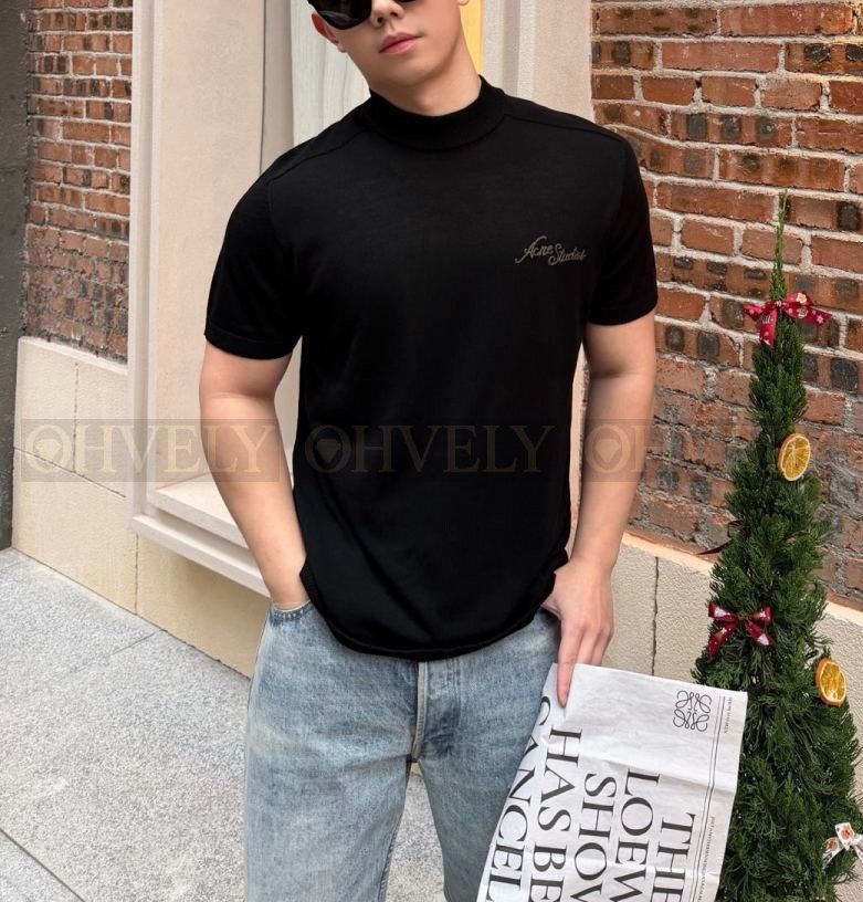 【 ZP버전 】AC 자수 라운드넥 니트 반팔 티셔츠 상품 썸네일