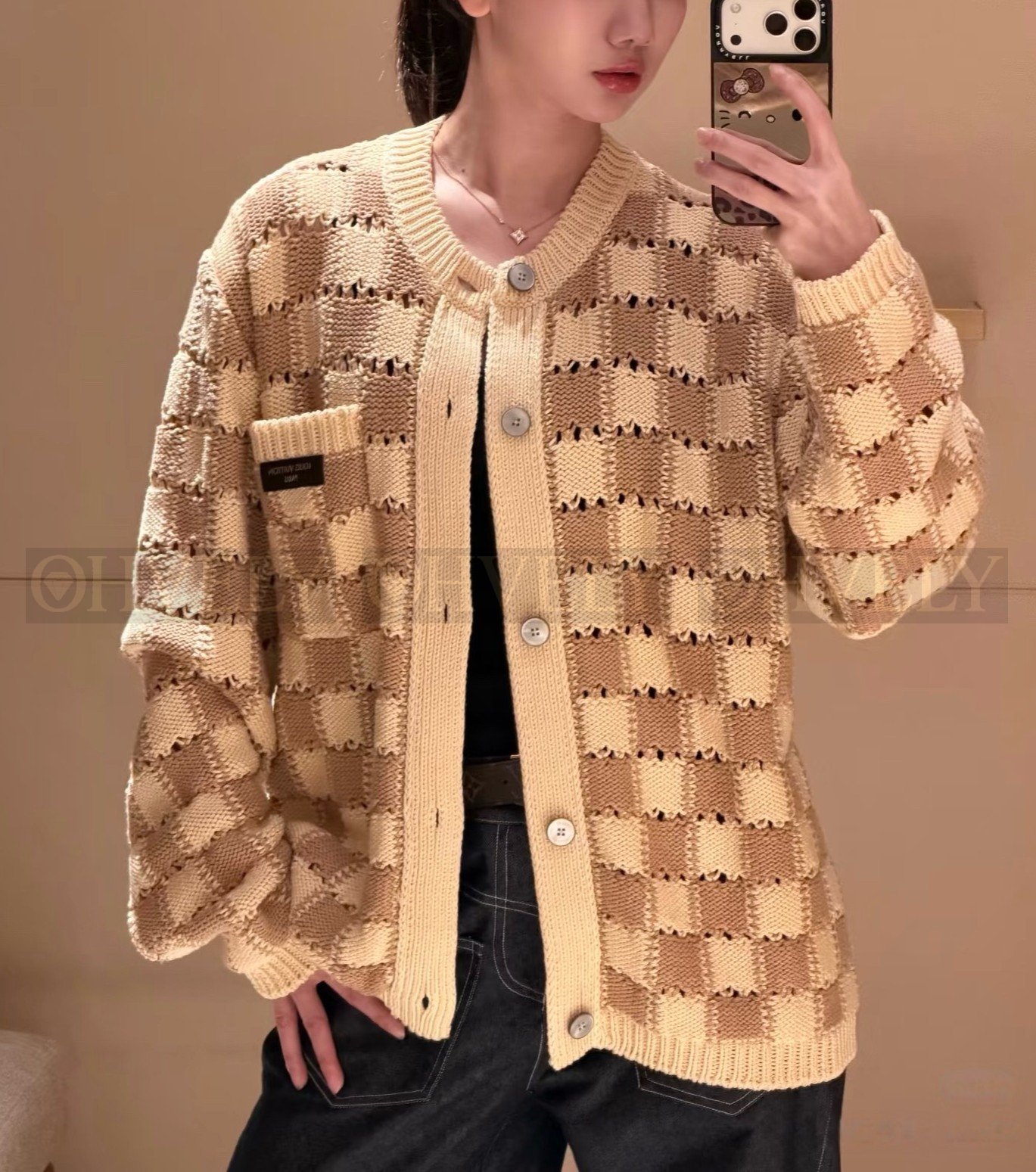 【 ZP버전 】LV 다미에 펀칭 니트 가디건 상품 썸네일