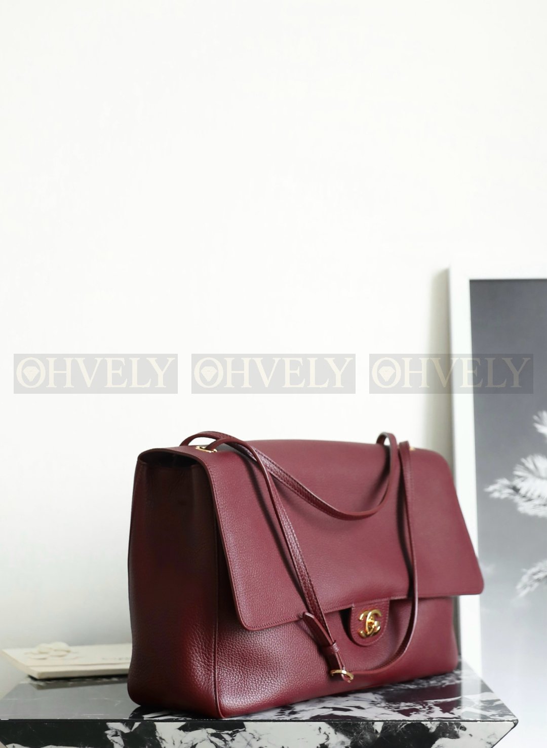 【 ZP버전 】CN 맥시 플랩 라지 숄더백 버건디 금장 상품 썸네일