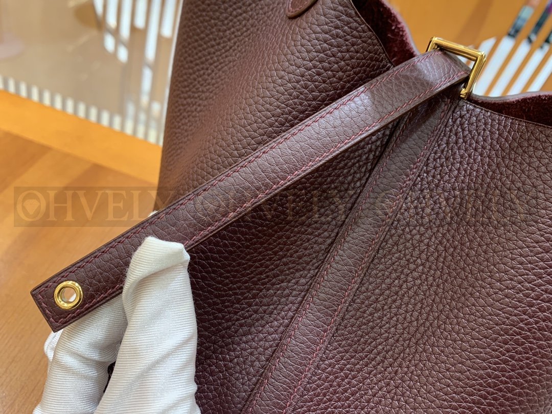 【 ZP버전 】HM Picotin 피코탄 클레망스 가방 버건디 레드 금장 상품 썸네일