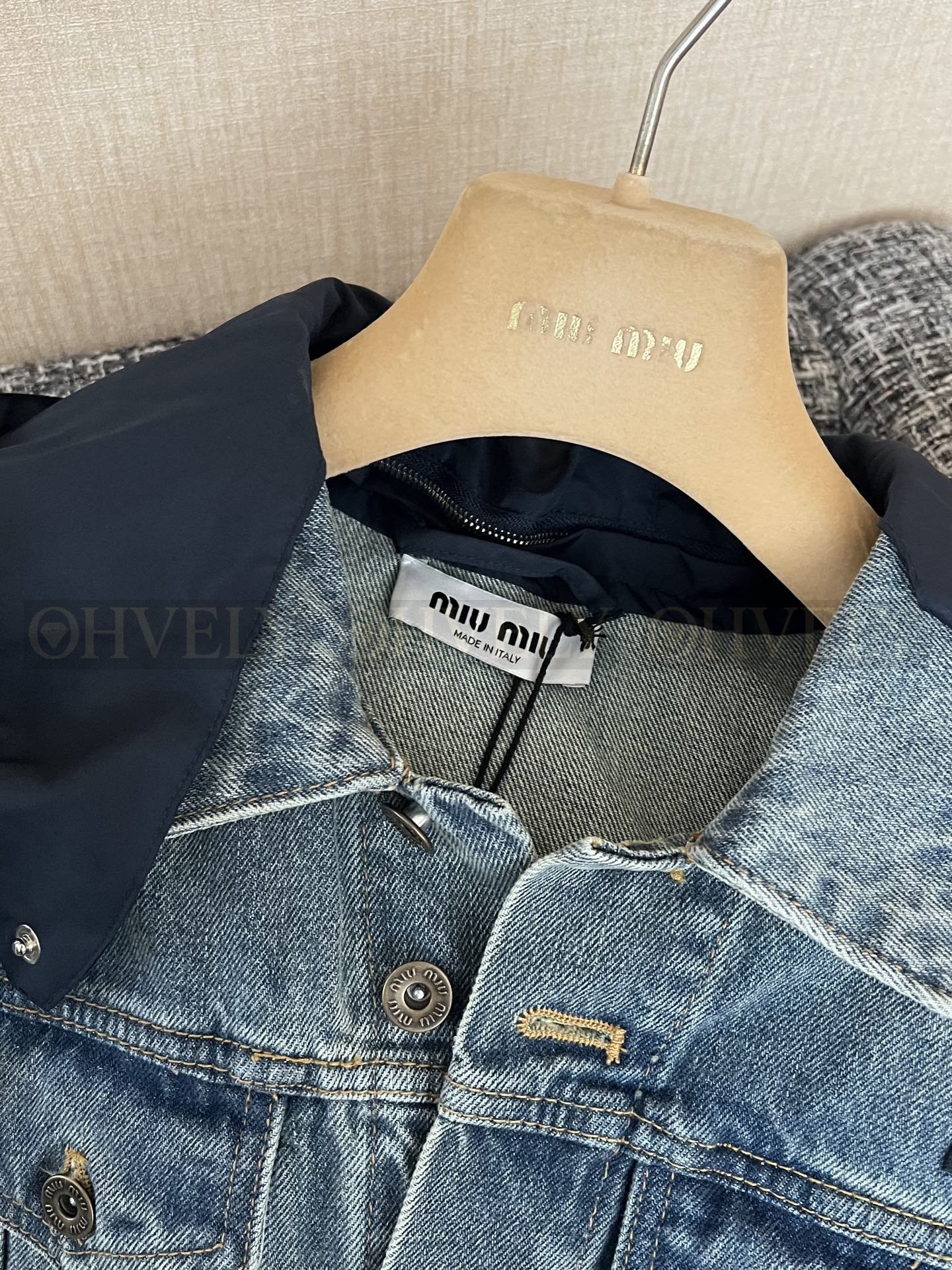【 ZP버전 】MIU 레이어드 후드 데님 자켓 상품 썸네일