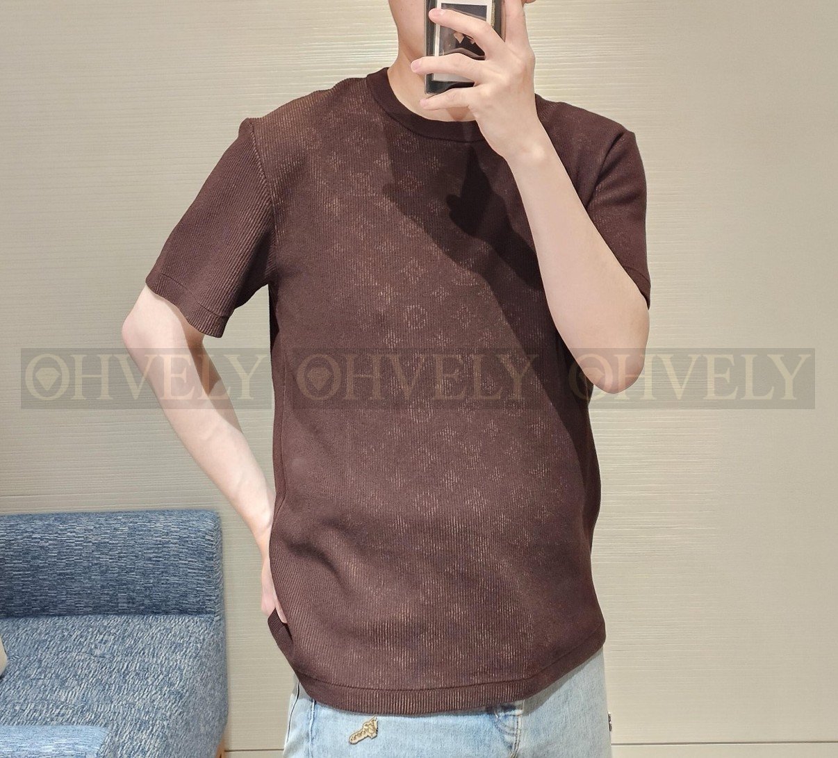 【 ZP버전 】LV 모노그램 자카드 크루넥 티셔츠 상품 썸네일