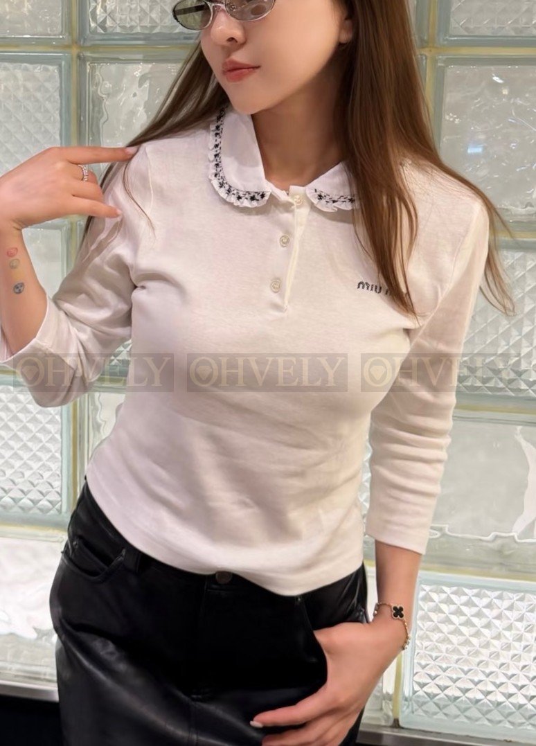 【 ZP버전 】 MIU 레이스 카라 칠부 셔츠 상품 썸네일