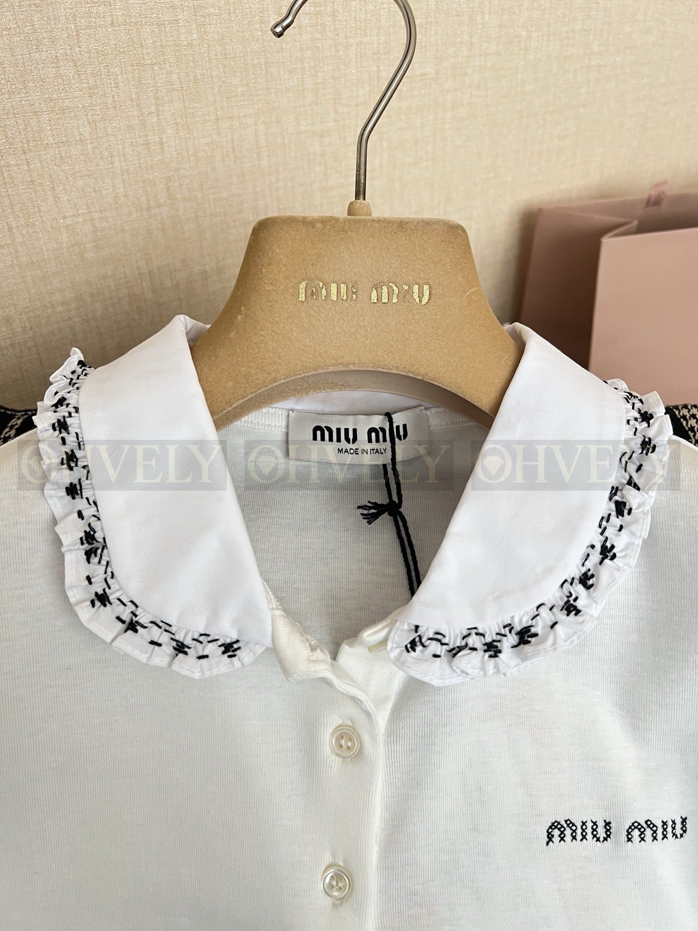 【 ZP버전 】 MIU 레이스 카라 칠부 셔츠 상품 썸네일