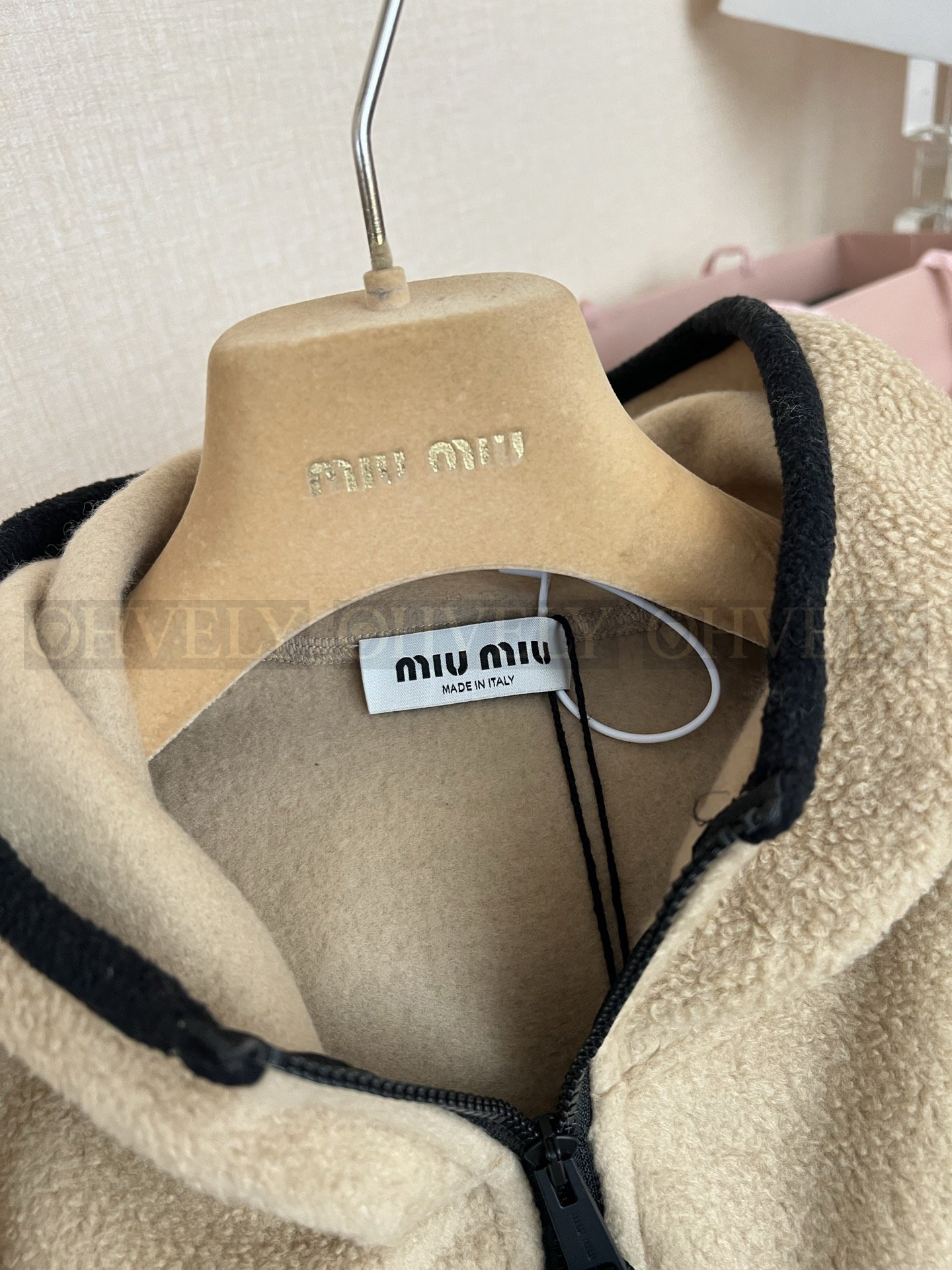 【 ZP버전 】MIU 카멜 후디 플리스 집업 자켓 상품 썸네일